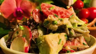 Chives Radish Tomato Oak Leaf Salad with Garlic Cashew Dressing  Take 3 [upl. by Azaleah771]