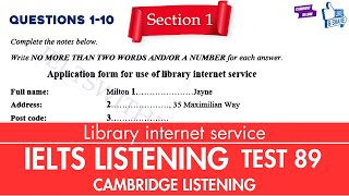 Practice IELTS Listening  Test 89 Library Internet Service  Cambridge Listening  Practice Now [upl. by Deer]