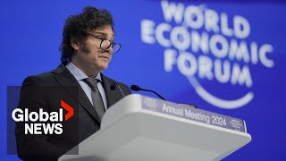 WEF Summit Argentinas Milei praises free markets slams socialism at Davos [upl. by Dweck]