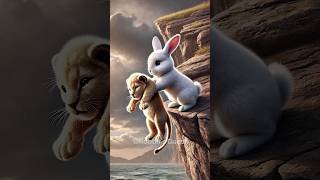 🐰Cute rabbit rescued the poor little lion cub rabbit cat kitten funny ai [upl. by Fredella]