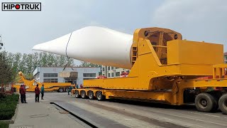 China Wind Blade Transportation – With Self Steering Modular Trailer [upl. by Yahsram]