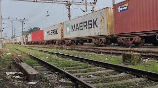 Itarsi WAG9HC with container rake approaching Kharagpur [upl. by Hsot]