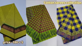 checked pure cotton sarees collection tamil  trending cotton sarees  cettinad cotton sarees [upl. by Eydie]