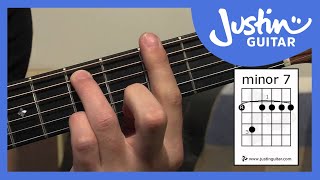 E Shape Barre Chord Grips 7 amp Min7 Guitar Lesson IM121 How to play IF Stage 2 [upl. by Nomae]