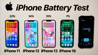 iPhone 11 vs 12 vs 13 vs 16 BATTERY TEST [upl. by Oicneconi]