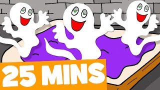 Five Little Spooky Ghosts Song and More  25mins Halloween Songs Collection for Kids [upl. by Yllime]