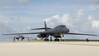 B1B Lancer Bombers in Action Spectacular Takeoff Display [upl. by Yhtimit]