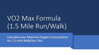 VO2 Max Formula for 15 Mile Walk or Run Test [upl. by Alacim]