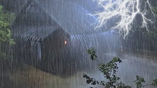 ⚡ Strong Rain Thunderstorm Sounds for Sleeping  Heavy Rain amp Intense Thunder on Old House at Night [upl. by Tnilc]