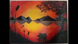 How to draw a simple scenery Bayanihan using acrylic paint  for BEGINNERS [upl. by Eniamurt145]