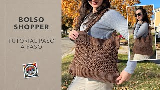 Bolso shopper a crochet 🧶  Tutorial paso a paso [upl. by Enirac]