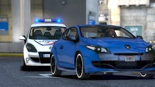 GTA 5  MEGANE RS BLEU VS POLICE NATIONALE [upl. by Rutherfurd]