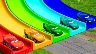 TRANSPORTING PIXAR CARS amp FRUITS WITH COLORED amp JOHN DEERE vs CLAAS vs TRACTORS  BeamNGdrive 962 [upl. by Hayilaa]