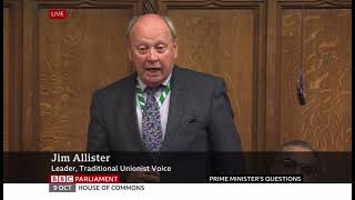 In his 1st question to the PM Jim Allister challenged him about restoring UK sovereignty in NI [upl. by Anitnerolf]