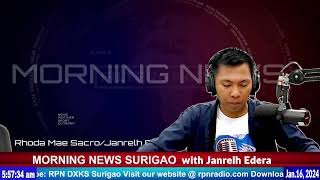 MORNING NEWS SURIGAO  RPN DXKS Surigao  January 16 2024 [upl. by Nevile]