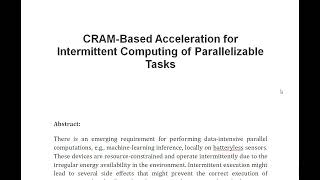 CRAM Based Acceleration for Intermittent Computing of Parallelizable Tasks [upl. by Mariano]