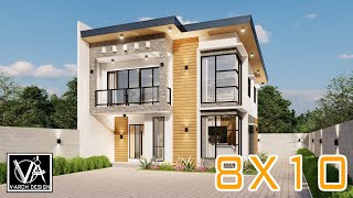 8X10 TWO STOREY MODERN HOUSE HIGH CEILING DESIGN  80 SQM  3 BEDROOM [upl. by Remmus]