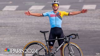 Belgiums Remco Evenepoel rides to cycling HISTORY in mens road race  Paris Olympics  NBC Sports [upl. by Templa]