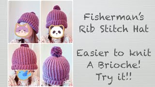 Fishermans Rib Stitch Hat freepattern knitting [upl. by Eupheemia]