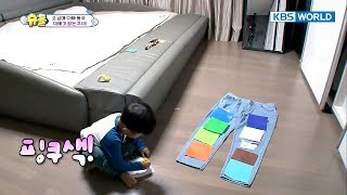 Good son Sian glues colored papers on DongGooks ripped jeansThe Return of Superman20171119 [upl. by Yssenhguahs]