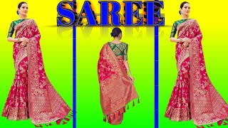 Saree Red Cotton Saree For Partys and Functions [upl. by Terina]