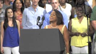 Terrion Nelson sings the Star Spangled Banner for the President [upl. by Eahcim]