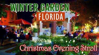 Winter Garden FL USA  Christmas Evening Stroll  4K Walking Tour [upl. by Aikemahs480]