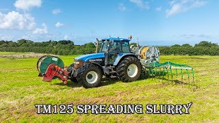 New Holland TM125 spreading slurry  Conns of Barmouth [upl. by Dnilazor164]