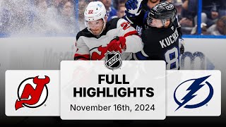 NHL Highlights  Devils vs Lightning  November 16 2024 [upl. by Elylrac]