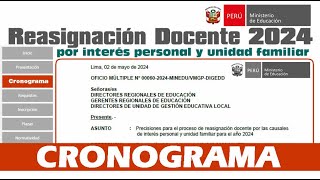 Cronograma y Precisiones para el proceso de Reasignación Docente 2024  Ver Normativa [upl. by Settera]