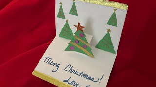 How to make a Christmas Tree Popup card 🎄❄️ [upl. by Nosreip]