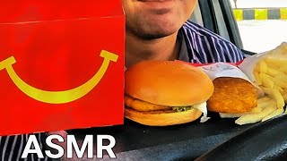 ASMR EATING l MCDONALDS HAPPY MEAL BURGER amp HASH BROWN I CAR MUKBANG l MICBANG ASMR [upl. by Atinrehs]