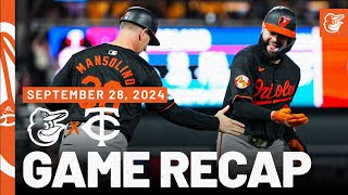 Orioles vs Twins Game Recap 92824  MLB Highlights  Baltimore Orioles [upl. by Adahsar]