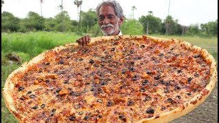 Cheese Pizza Recipe  Giant Paneer Cheese Pizza  Veg Pizza without Oven by Grandpa [upl. by Anirac367]