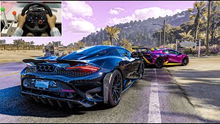 McLaren 765LT amp Lamborghini Huracán STO  Convoy  Forza Horizon 5  Logitech G29 Gameplay [upl. by Meara]