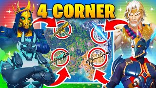 The MYTHIC 4 CORNER GOD Challenge in Fortnite [upl. by Simetra]