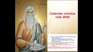 Calendar ortodox Calendar ortodox pentru luna Iulie 2020 [upl. by Carmelo]