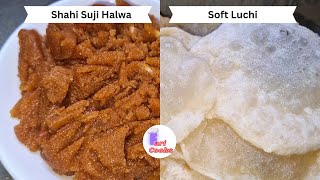 Shahi Suji Halwa aur Soft Luchi Recipe  Breakfast recipe semolinabreakfast halwapuri [upl. by Ramad]