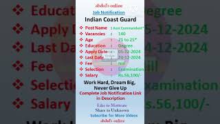 Indian Coast Guard Job Notification Indian coastguard jobnotification [upl. by Rexer]