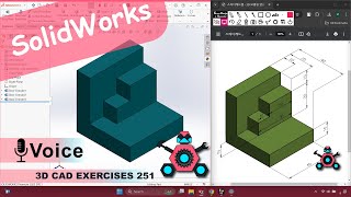 SolidWorks  3D CAD EXERCISES 251  StudyCadCam  Solution Tutorial [upl. by Frohman]