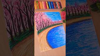 Easy crayon drawing 🖍 crayon drawing nature crayon drawing easy oil pastel drawing drawing [upl. by Ecirtnahc623]