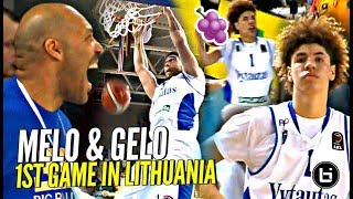 LaMelo Ball Gets JELLY amp LiAngelo DUNKING In FIRST PRO GAME IN LITHUANIA Full Highlights [upl. by Odnomar]