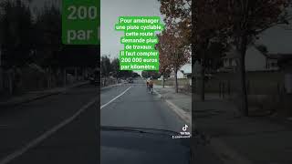 Pour aménager une piste cyclable il faut compter 200 000 euros par km pistecyclable [upl. by Lodnar365]