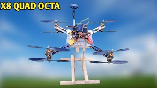 How to make a X8 quad octa drone with apm 28 flight controller  Quadcopter Octacopter [upl. by Dlawso882]