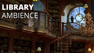 Classical Library Ambience  Study for 8 HOURS  Rain and Library Sounds for Studying [upl. by Rubie]