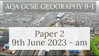 AQA GCSE 91 GEOGRAPHY PAPER 2 2023  Human Geography [upl. by Augusto96]