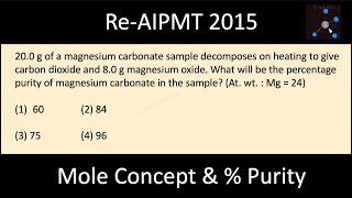 200 g of a magnesium carbonate sample decomposes on heating to give CO2 and 80g magnesium oxide [upl. by Carson]