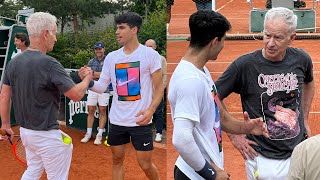 John McEnroe Came to Alcarazs Training and Surprised Him and Then They Trained Next to Each Other [upl. by Oliy]