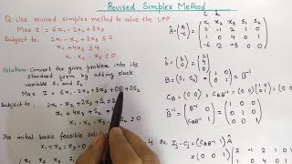 Revised Simplex Method  Standard Form 1  Linear Programming Problem Operation Research [upl. by Auberon667]