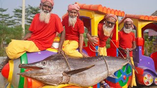 147 Pounds Giant Sword Fish Cutting amp Cooking by Grandpa  Big Fish Kosha Curry Recipe [upl. by Xirtaeb]